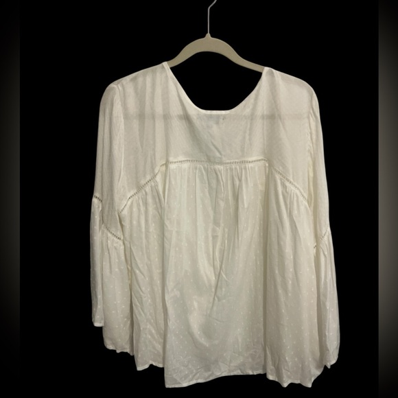 Flowy White Hippy Blouse- boho bell sleeves festival shirt - Picture 2 of 3